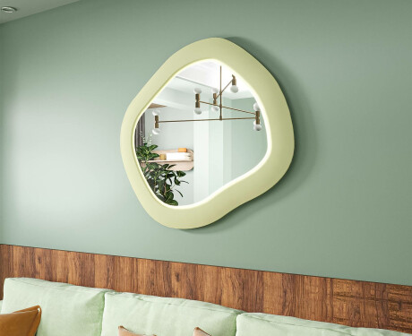 Espejo LED de diseño con MDF en forma geométrica L309