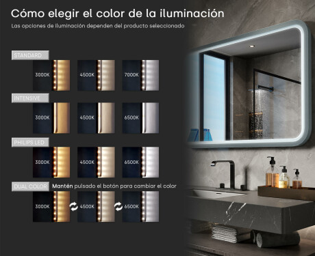 Espejo LED redondeado con marco de MDF lacado L305 #5