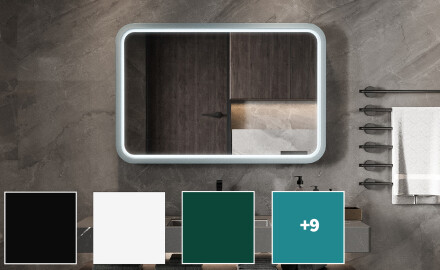 Espejo LED redondeado con marco de MDF lacado L305