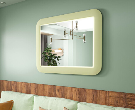 Espejo LED redondeado con marco de MDF brillante L305