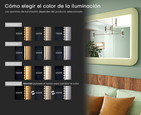 Espejo LED redondeado con marco de MDF brillante L305 #5