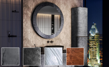 Espejo redondo con marco de piedra L294