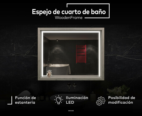 Espejo LED con marco de madera - WoodenFrame #2