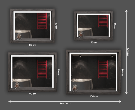 Espejo LED con marco de madera - WoodenFrame #8