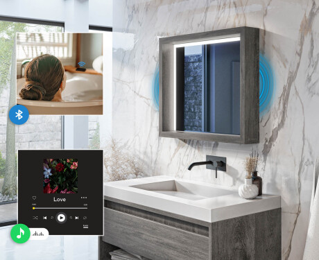 Espejo de baño LED con marco WoodenFrame en color Roble Oslo #5