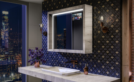 Espejo de baño LED con marco WoodenFrame en color Roble Oslo