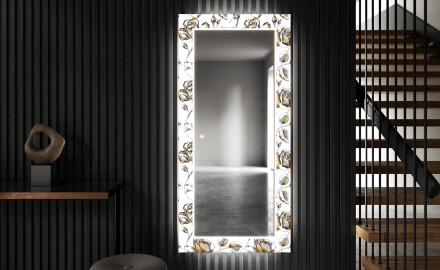 Espejo decorativo con iluminación LED para el pasillo - golden flowers