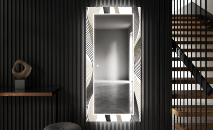 Espejos decorativos grande pared con luz LED - waves