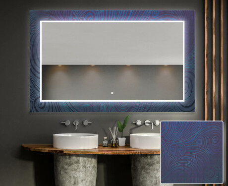 Espejo baño decorativos con luz LED - blue drawing