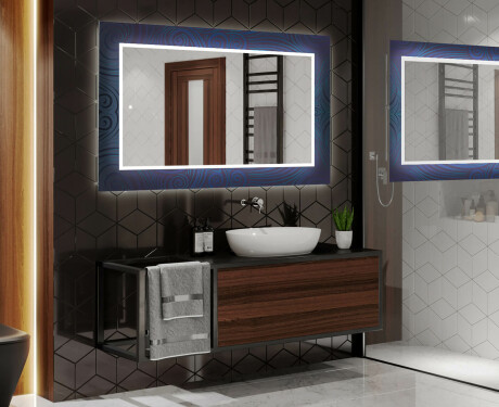 Espejo baño decorativos con luz LED - blue drawing #2