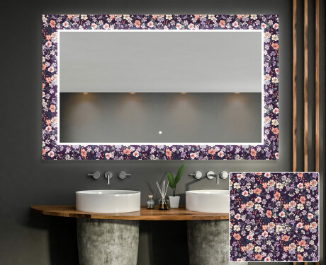 Espejo baño decorativos con luz LED - elegant flowers