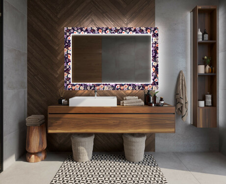 Espejo baño decorativos con luz LED - elegant flowers #12