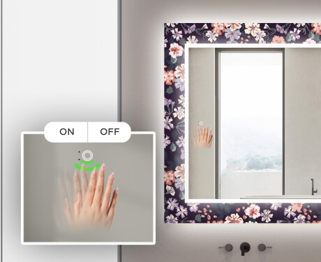 Espejo baño decorativos con luz LED - elegant flowers #5