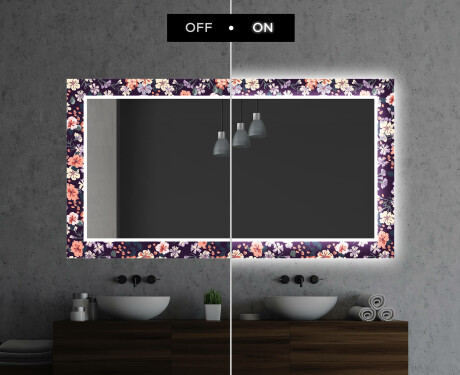 Espejo baño decorativos con luz LED - elegant flowers #7