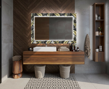 Espejo de baño con luz decorativos pared - goldy palm #12