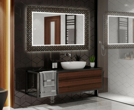 Espejo de baño con luz decorativos pared - goldy palm #2