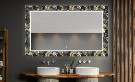 Espejo de baño con luz decorativos pared - goldy palm