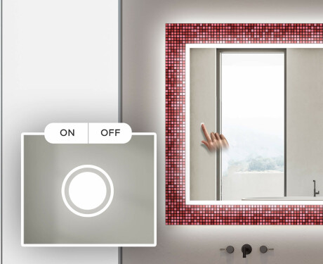 Espejo de baño con luz decorativos pared - red mosaic #4