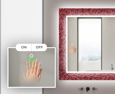 Espejo de baño con luz decorativos pared - red mosaic #5