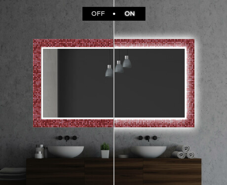 Espejo de baño con luz decorativos pared - red mosaic #7