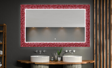 Espejo de baño con luz decorativos pared - red mosaic