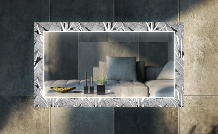 Espejo decorativo con iluminación LED para el salón - black and white jungle