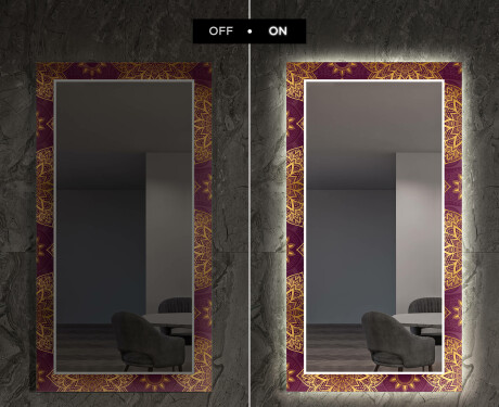 Espejo con luces salon decorativos - gold mandala #7