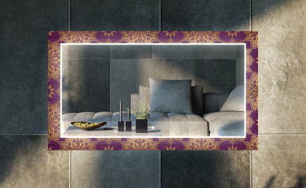 Espejo decorativo con iluminación LED para el salón - gold mandala
