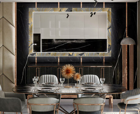 Espejo LED comedor decorativos - golden leaves #12