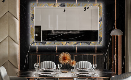 Espejo LED comedor decorativos - golden leaves