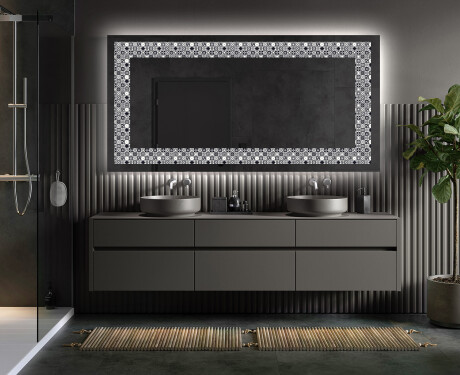 Espejo con luz decorativos pared - Geometric Symphony #4