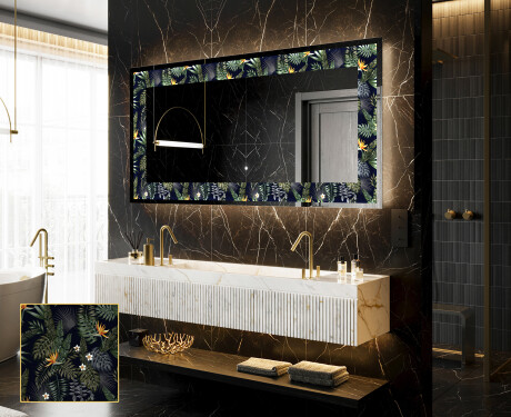 Espejo con luz decorativos pared - Vintage Leaves