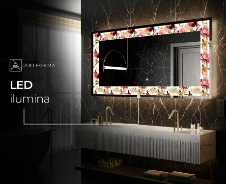 Espejo con luz decorativos pared - Flowers Full Of Colors #8
