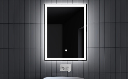 Espejo de baño moderno e iluminado LED L01 60x80 cm: interruptor táctil