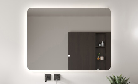 Espejo de baño moderno e iluminado LED L60 80x60 cm: interruptor táctil, dualcolor
