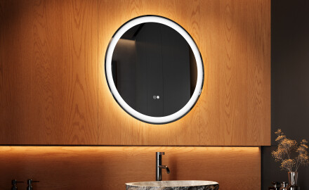 Espejo redondo baño con luz LED 60cm con Dual color, Interruptor táctil, Estera de calefacción -  L76