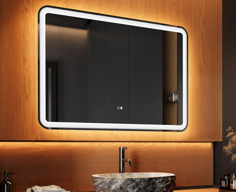 Espejo de baño con luz LED incorporada 100x70cm con Dual color, Interruptor táctil, Estera de calefacción, Altavoz bluetooth - L141