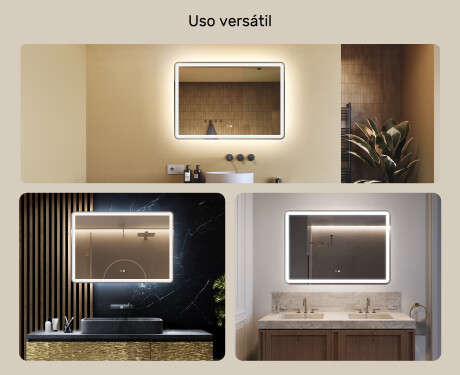 Espejo de baño con luz LED incorporada 100x70cm con Dual color, Interruptor táctil, Estera de calefacción, Altavoz bluetooth - L141 #2