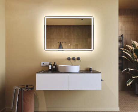 Espejo de baño con luz LED incorporada 100x70cm con Dual color, Interruptor táctil, Estera de calefacción, Altavoz bluetooth - L141 #9