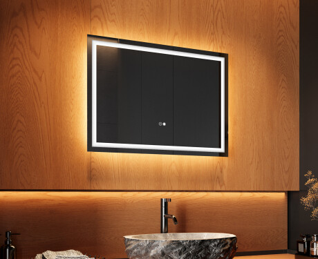 Espejo de baño con luz LED incorporada 70x50cm con Dual color, Interruptor táctil, Estera de calefacción - L49