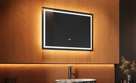 Espejo de baño con luz LED incorporada 70x50cm con Dual color, Interruptor táctil, Estera de calefacción - L49