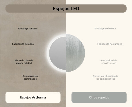 Espejo redondo de baño con iluminación LED 60 cm con Dual color, Interruptor táctil #6