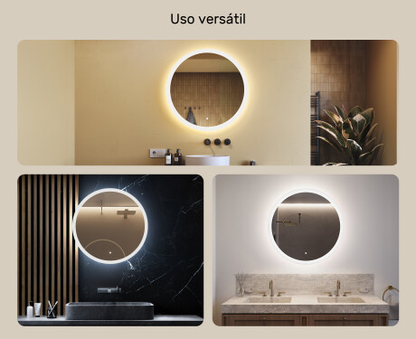 Espejo redondo de baño con iluminación LED 80 cm con Dual color, Interruptor táctil #2