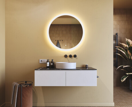 Espejo redondo de baño con iluminación LED 80 cm con Dual color, Interruptor táctil #8