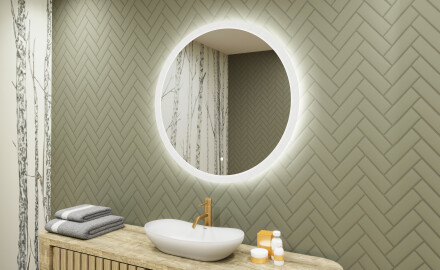 Espejo redondo de baño con iluminación LED 80 cm con Dual color, Interruptor táctil