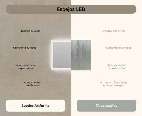 Espejo rectangular de baño con iluminación LED 80x60 cm con Dual color, Interruptor táctil #6