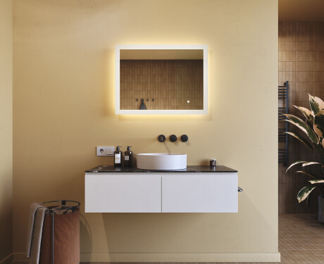 Espejo rectangular de baño con iluminación LED 80x60 cm con Dual color, Interruptor táctil #8
