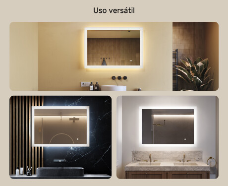 Espejo rectangular de baño con iluminación LED 100x70 cm con Dual color, Interruptor táctil #2
