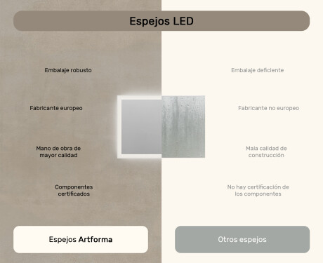 Espejo rectangular de baño con iluminación LED 100x70 cm con Dual color, Interruptor táctil #6
