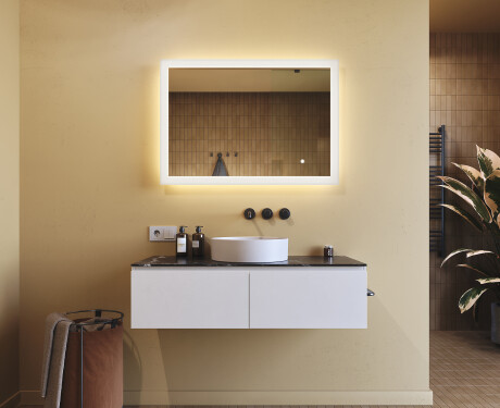 Espejo rectangular de baño con iluminación LED 100x70 cm con Dual color, Interruptor táctil #8
